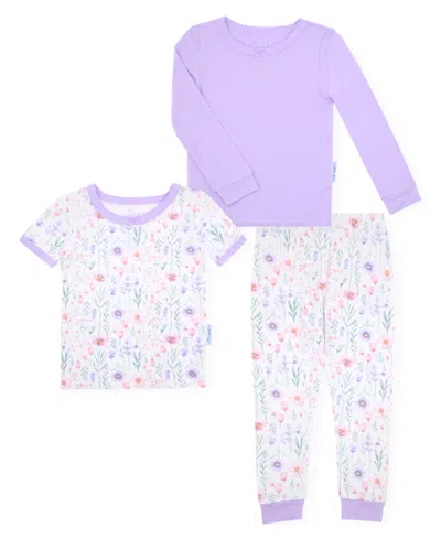 Max & Olivia Kids' Baby And Toddler Girls 3-piece Print Pajama Set In Purple