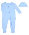 Max & Olivia Baby Boys 2-piece Rib Footie And Hat Set In Blue