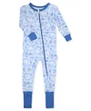 Max & Olivia Baby Boys Print Coverall With Convertible Foot In Blue
