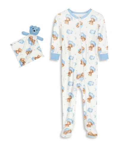 Max & Olivia Baby Boys Snug Fit Coverall One Piece With Matching Blankie In White