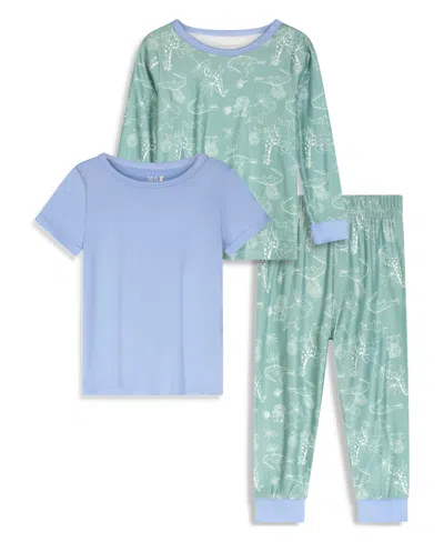 Max & Olivia Baby Boys Snug Fit Pajama With Pant, Long Sleeve T-shirt And Short Sleeve T-shirt, 3 Piece Set In Blue