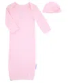 Max & Olivia Baby Girls 2-piece Pointelle Newborn Gown With Hat Set In Pink
