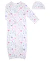 Max & Olivia Baby Girls 2-piece Print Newborn Gown With Hat Set In Multi