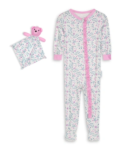 Max & Olivia Baby Girls Snug Fit Coverall One Piece With Matching Blankie In Coral