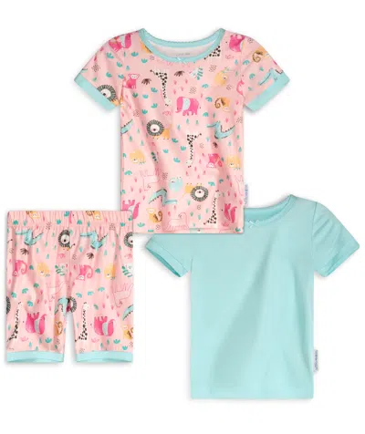 Max & Olivia Baby Girls Three Piece Snug Fit Pajama Set In Turq
