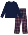 Max & Olivia Big Boy Pajama Set. Cozy, Soft Pajama With Plaid Pant In Blue