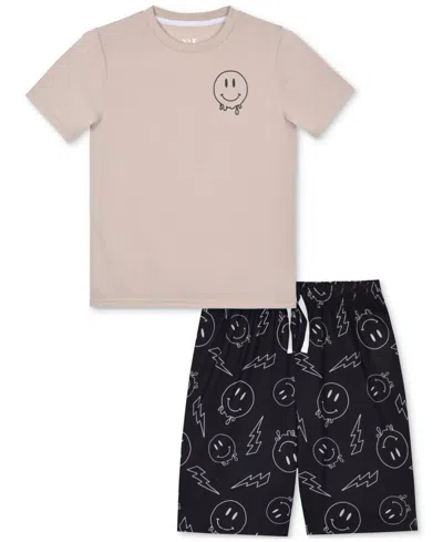Max & Olivia Kids' Big Boy Smiley Drip Shorts Pajama Set In Sand