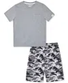 Max & Olivia Big Boys Camo-print Shorts Pajama Set In Gray