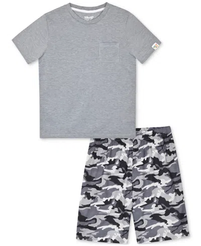 Max & Olivia Kids' Big Boys Camo-print Shorts Pajama Set In Gray