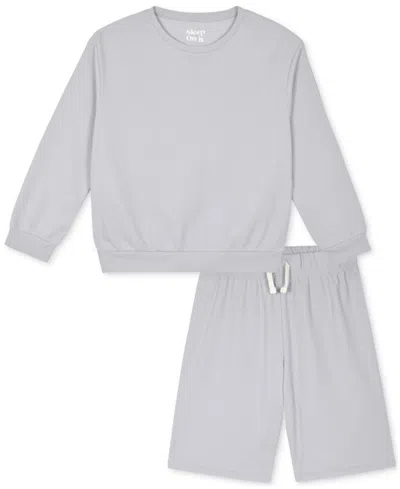 Max & Olivia Kids' Big Boys Long-sleeve Shorts Pajama Set In Gray