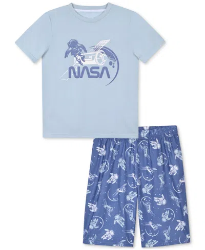 Max & Olivia Kids' Big Boys Nasa Short-sleeve Shorts Pajama Set In Blue