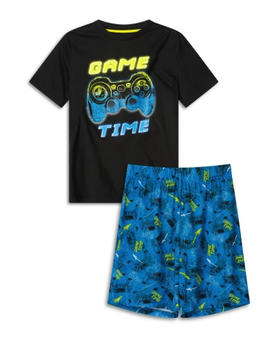 Max & Olivia Kids' Big Boys Soft Jersey Fabric Shorts Pajama Set, 2 Piece In Black