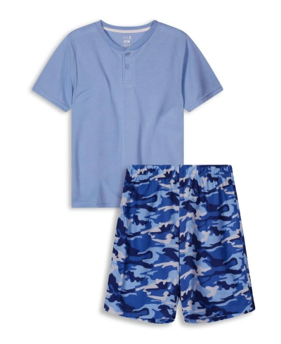 Max & Olivia Kids' Boys Soft Jersey Fabric Shorts Pajama Set, 2 Piece In Blue
