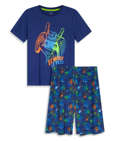 Max & Olivia Kids' Boys Soft Jersey Fabric Shorts Pajama Set, 2 Piece In Navy