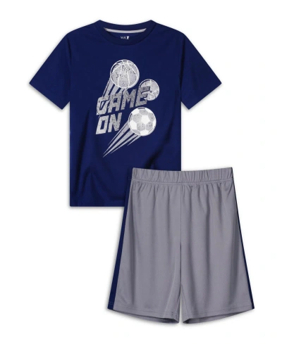 Max & Olivia Kids' Boys Soft Jersey Fabric T-shirt And Mesh Shorts Pajama Set, 2 Piece In Navy