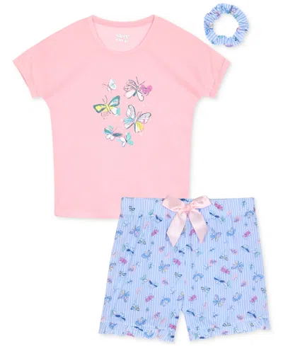 Max & Olivia Kids' Big Girls Butterfly-print 2-pc. Shorts Pajama Set In Pink
