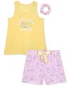Max & Olivia Big Girls Floral Tank & Printed Shorts 2 Piece Pajama Set