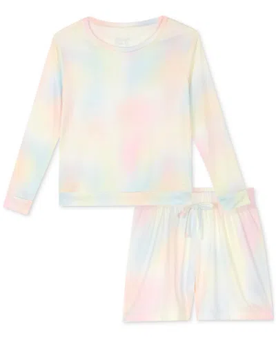 Max & Olivia Kids' Big Girls Tie-dye 2-pc. Shorts Pajama Set In Multi