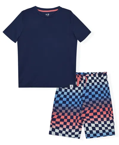 Max & Olivia Kids' Boys' 5-16 Game Mode Top & Shorts, 2-piece Pajama Set In Blue