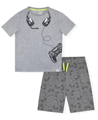 Max & Olivia Kids' Boys' 6-14 Gaming Top And Pants, 2-piece Set In Gray