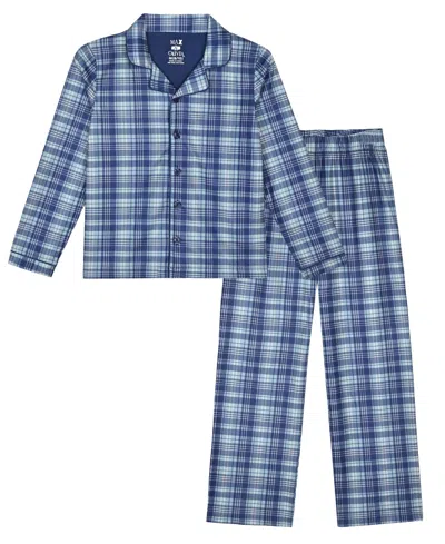 Max & Olivia Kids' Boys' 6-14 Plaid Flannel Pajamas, 2-piece Set In Blue