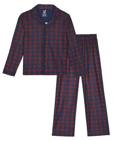 Max & Olivia Kids' Boys' 6-20 Plaid Flannel Long-sleeve Top And Pants, 2-piece Set In Blue