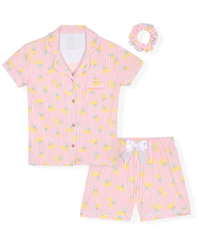 Max & Olivia Kids' Max And Olivia Girls' 6-6x Pink Lemon Stripe Short