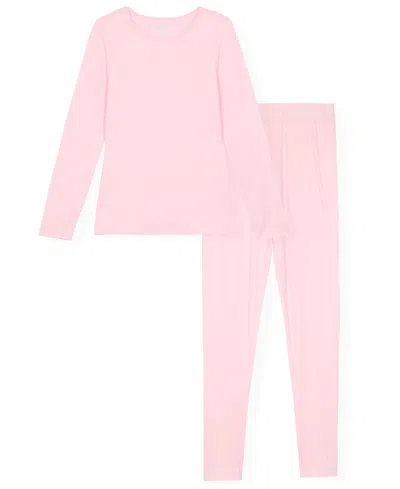 Max & Olivia Kids' Girls' 7-16 Cloud Nine Heat Retention Long-sleeve Top And Leggings, 2-piece Set In Pink