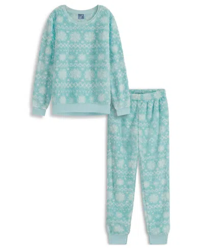 Max & Olivia Kids' Max And Olivia Girls Fair Isle Print Novelty Fleece 2 Pc Pajama Set In Turq
