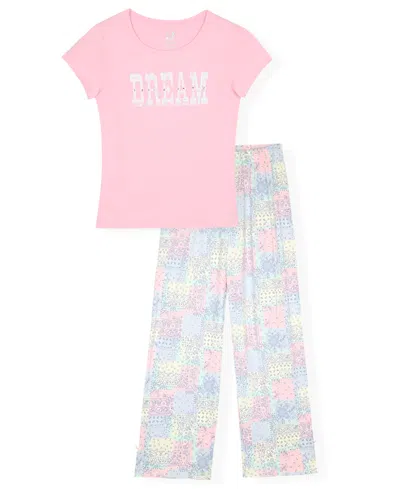 Max & Olivia Kids' Max And Olivia Girls S-l Pink Dream Pant Pajama Set In Multi