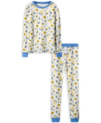 Max & Olivia Kids' Max And Olivia Girls Tight Fit Hanukkah 2pc Matching Pajama Set In Cream