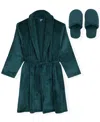 Max & Olivia Little And Big Boys 2-piece Belted Robe And Slippers Set In Green