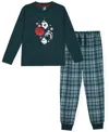 Max & Olivia Little And Big Boys 2-piece Sports Top And Plaid Jogger Pants Set In Green