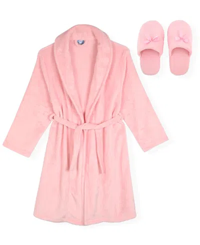 Max & Olivia Kids' Little And Big Girls 2-piece Flannel Fleece Robe Set In Pink
