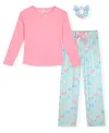 Max & Olivia Little And Big Girls 3-piece Bow Print Pajama Set In Blue