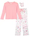 Max & Olivia Little And Big Girls 3-piece Nutcracker Print Pajama Set In Pink