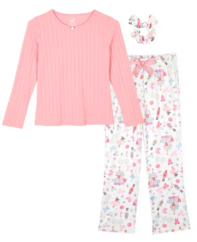 Max & Olivia Kids' Little And Big Girls 3-piece Nutcracker Print Pajama Set In Pink