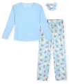 Max & Olivia Little And Big Girls 3-piece Printed Pajama Set In Blue