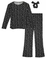 Max & Olivia Little And Big Girls 3-piece Rib Whisper Jersey Pajama Set With Headband In Multi