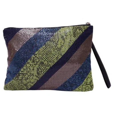 Pre-owned Max Azria Bcbgmaxazria Multicolor Snakeskin-print Wristlet Clutch In Black