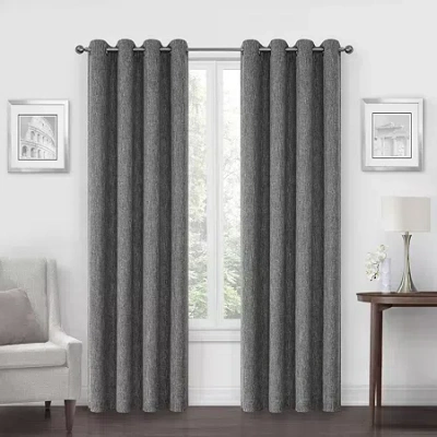 Max Blackout Campbell Grommet Top Energy Saving 100% Blackout Single Curtain Panel In Gray
