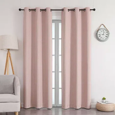 Max Blackout Emerson Solid Grommet Top 100% Blackout Single Curtain Panel In Pink