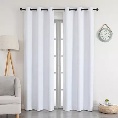 Max Blackout Emerson Solid Grommet Top 100% Blackout Single Curtain Panel In White