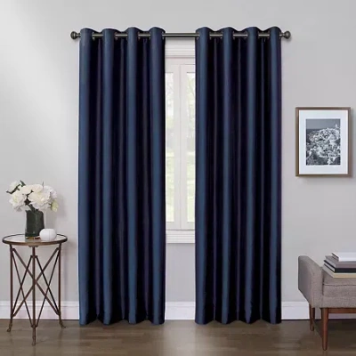 Max Blackout Mystique Grommet Top 100% Blackout Single Curtain Panel In Blue