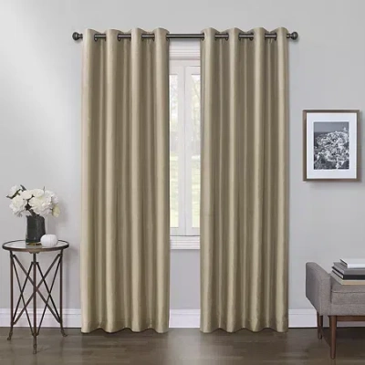 Max Blackout Mystique Grommet Top 100% Blackout Single Curtain Panel In Brown