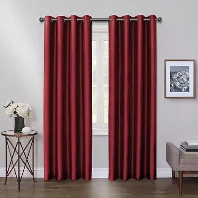 Max Blackout Mystique Grommet Top 100% Blackout Single Curtain Panel In Red