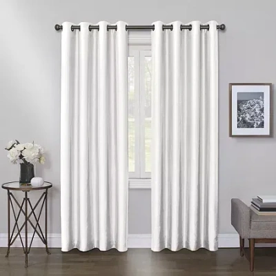 Max Blackout Mystique Grommet Top 100% Blackout Single Curtain Panel In White