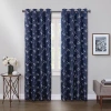 Max Blackout Mystique Grommet Top Embroidered 100% Blackout Single Curtain Panel In Blue