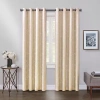 Max Blackout Mystique Grommet Top Embroidered 100% Blackout Single Curtain Panel In Sand
