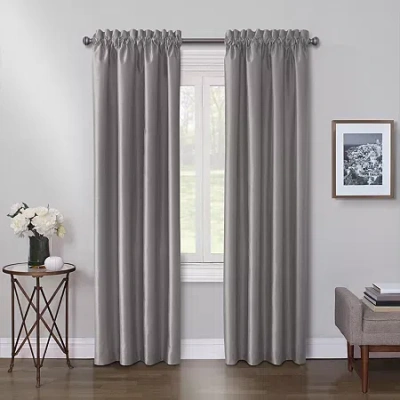 Max Blackout Mystique Rod Pocket 100% Blackout Single Curtain Panel In Gray